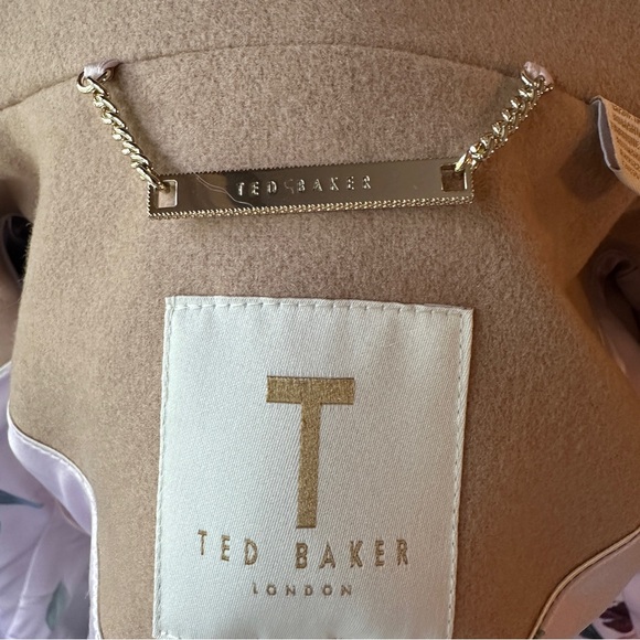 NWT Ted Baker London Wool Cashmere Blend Camel/Tan Wrap Coat w/Belt, Size 2 - Picture 14 of 16
